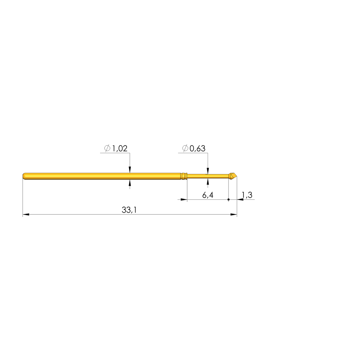 Ingun GKS-075 207 100 A 2000 Probe, Chisel Tip, 75mil