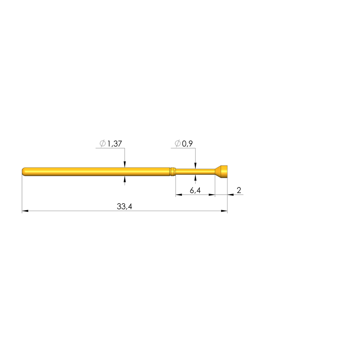 Ingun GKS-100 303 200 A 1000 Probe, Cupped Tip, 100mil