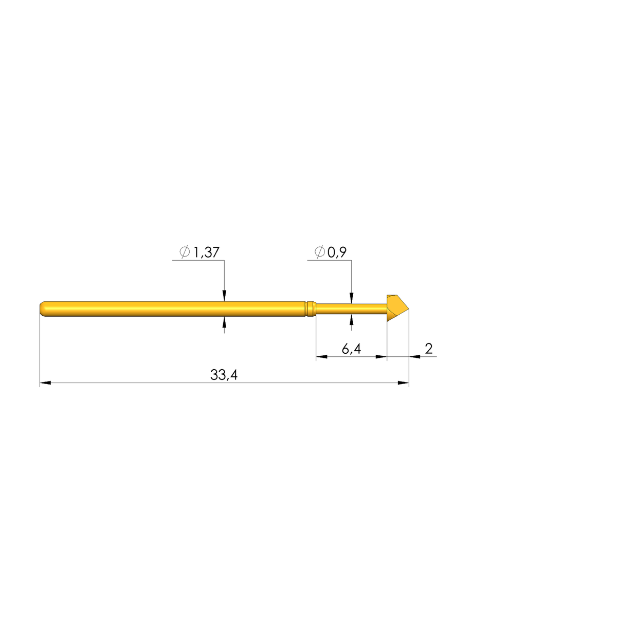 Ingun GKS-100 307 250 A 1500 Test Probe, Chisel Tip, 118mil