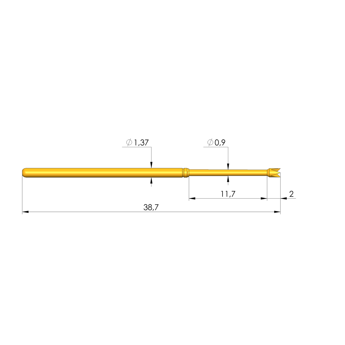 Ingun GKS-135 214 130 A 1500 Test Probe, Crown Tip, 100mil