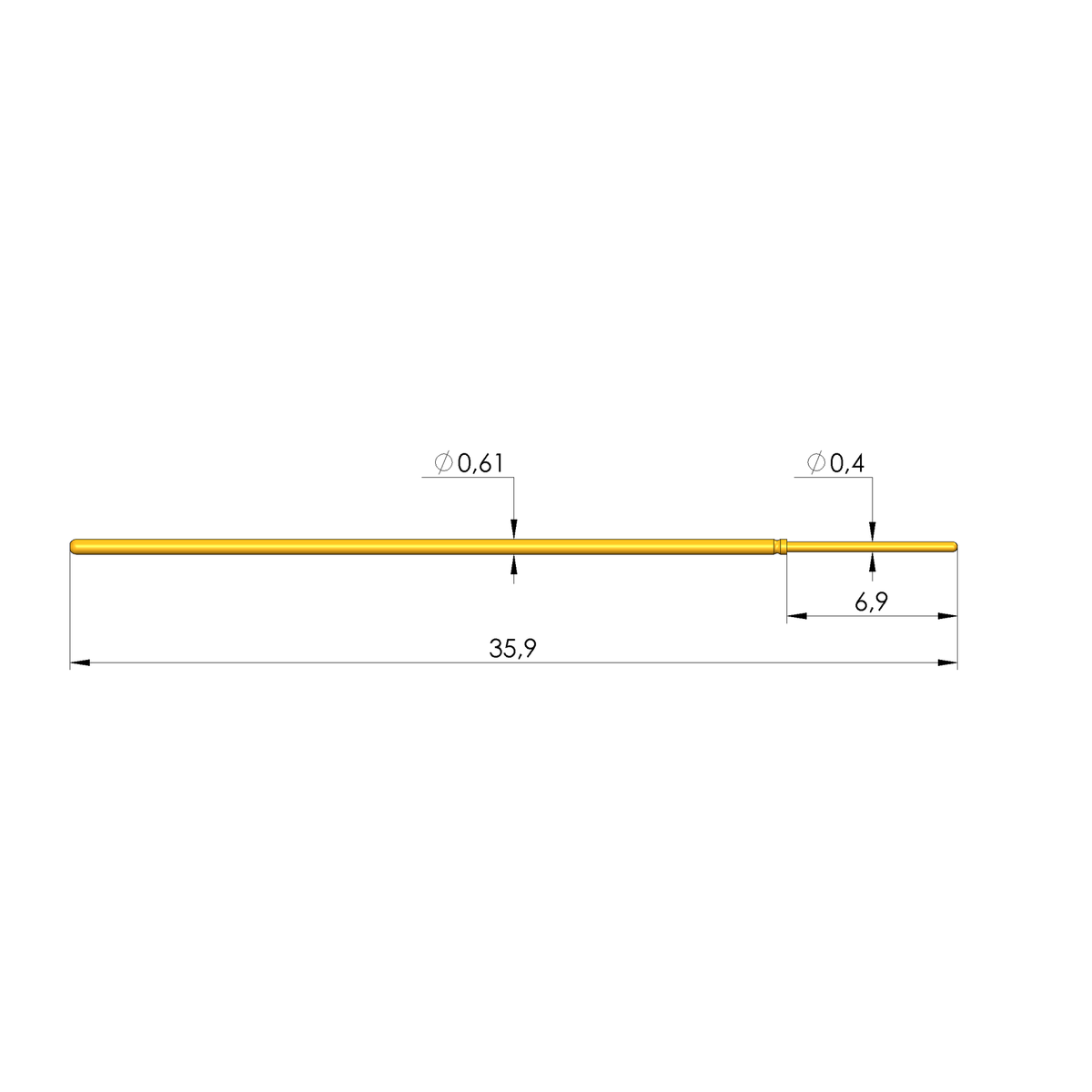 Ingun GKS-040 305 040 A 0800 Test Probe, Radius Tip, 40mil