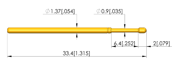 Ingun GKS-100 305 130 A 1000 Probe, Radius Tip, 100mil