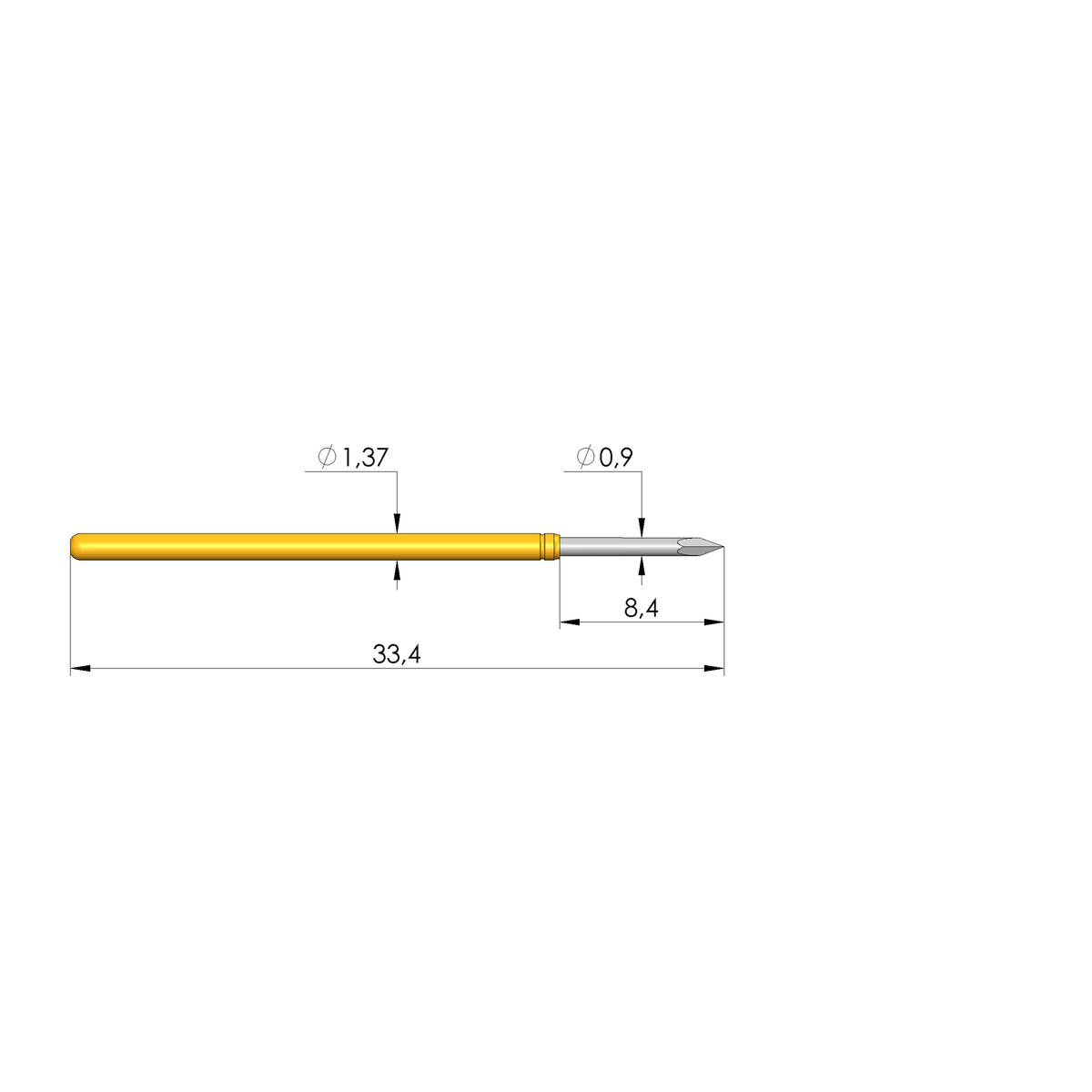 Ingun E-100 291 090 E 3000 Test Probe, Needle Tip, 100mil