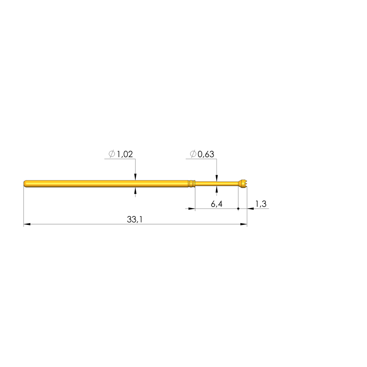 Ingun GKS-075 306 120 A 1000 Test Probe, Crown Tip, 75mil